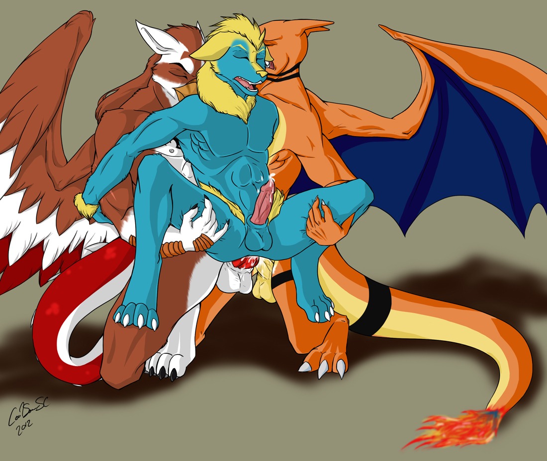 2012 4_toes abs anal anal_penetration anthro anthrofied avian balls beak biceps blue_body blue_fur bodily_fluids canid canine carrying_another carrying_partner carrying_position charizard claws clenched_teeth cum cum_in_ass cum_inside cum_on_penis dialuca01 don_(dinosaurfeet09) double_penetration dragon e621 erection eyes_closed feathered_wings feathers feet fire flaming_tail fur generation_1_pokemon generation_3_pokemon genital_fluids genitals group group_sex gryphon hair interspecies knot male male/male male_penetrated male_penetrating male_penetrating_male mammal manectric manny_raibolt membrane_(anatomy) membranous_wings muscular mythological_avian mythological_creature mythological_scalie mythology nintendo nipples nude orange_body orange_skin pecs penetration penis pokemon pokemon_(species) sandwich_position scalie sex shadowsky shadowsky_(character) spread_legs spreading standing standing_sex tail teeth threesome toe_claws toes trio twisted_sandwich_position twisted_sex wings