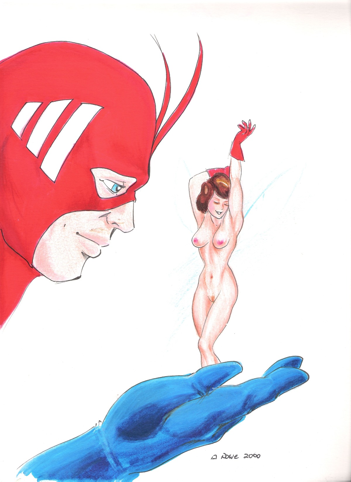2000 avengers dalek-hal female giant-man hank_pym janet_van_dyne male marvel marvel_classic_era marvel_comics rule34 size_difference straight_hair wasp_(marvel)