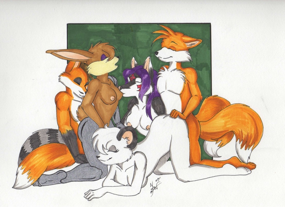 2007 anthro anthro_on_anthro archie_comics areola ass_up barby_koala barefoot blackfrost blackfrost_(character) breast_play breast_suck breasts bunnie_rabbot canid canine canon_x_oc cybernetics cyborg e621 eyes_closed feet female female/female fox from_behind_position group group_sex koala lagomorph leporid machine male male/female mammal marker_(artwork) markings marsupial miles_prower mixed_media multi_tail nipples nude orgy pen_(artwork) penetration prosthetic rabbit rick2tails ring_(marking) ringed_tail sega sex signature simple_background sonic_the_hedgehog_(archie) sonic_the_hedgehog_(comics) sonic_the_hedgehog_(series) striped_markings striped_tail stripes sucking tail tail_markings traditional_media_(artwork) vaginal vaginal_penetration vombatiform white_background
