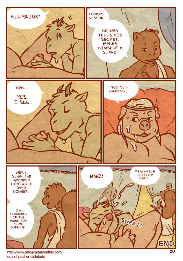 anthro anthro_on_anthro artdecade bodily_fluids bovid caprine comic cum cum_on_face cumshot dialogue digital_media_(artwork) do_not_distribute domestic_pig e621 ejaculation english_text erection fellatio foreskin genital_fluids genitals glans goat greek group harem humanoid_genitalia humanoid_penis licking male male/male male_penetrated male_penetrating male_penetrating_male mammal multiple_scenes oral orgasm partially_retracted_foreskin penetration penile penis penis_lick rodent sciurid sex slightly_chubby suid suine sus_(pig) tail text the_end tongue tongue_out tree_squirrel url