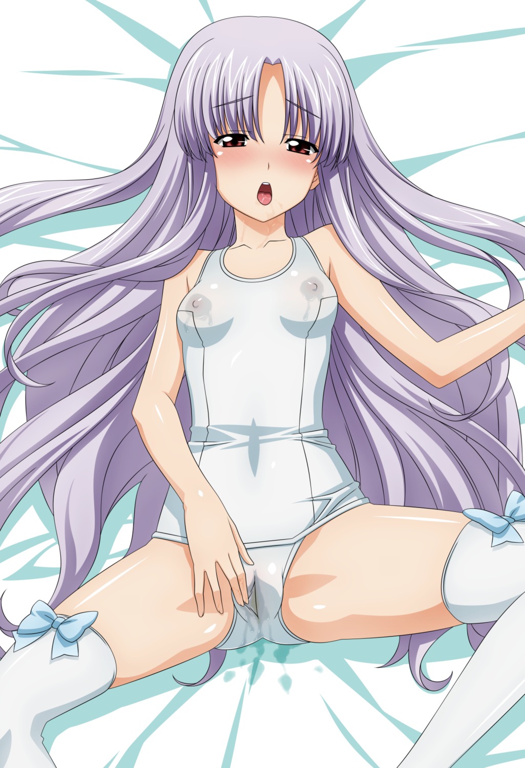 azmaria_hendric blush chrono_crusade erect_nipples female masturbation mizugi nipples one-piece_swimsuit open_mouth over_drive pussy pussy_juice rule34 solo spread_legs sugimura_tomokazu sukumizu thighhighs wave_ride