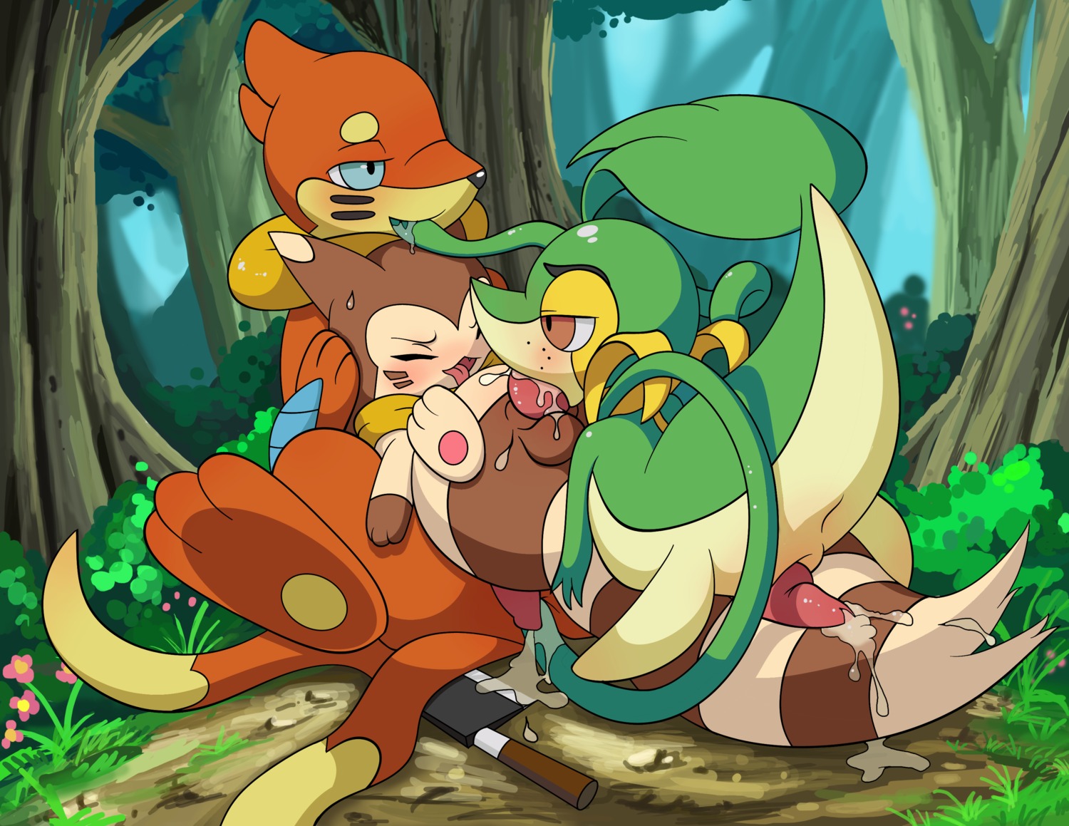 absurd_res anal anal_penetration anus balls blush bodily_fluids buizel butt conditional_dnp consentacles cum cum_in_mouth cum_inside cum_on_ground cum_on_tail cumshot detailed_background drooling e621 ejaculation erection feet fellatio feral forest freckled_face freckles furret generation_2_pokemon generation_4_pokemon generation_5_pokemon genital_fluids genitals group group_sex hi_res hindpaw interspecies knife knot male male/male male_penetrated male_penetrating male_penetrating_male mammal mustelid nature nintendo oral oral_penetration orgasm outside paws penetration penile penis plant pokemon pokemon_(species) raised_tail saliva sex snivy sweat tail tentacle_in_mouth tentacle_penetration tentacle_sex tentacles threesome tongue tongue_out tree tricksta trio vines wood