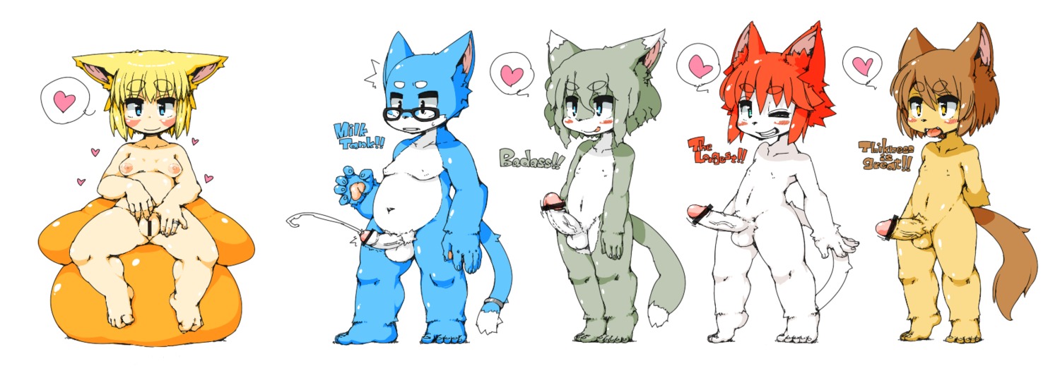 anthro balls blush bodily_fluids breasts cum e621 erection felid female foreskin genital_fluids genitals group hi_res humanoid_genitalia humanoid_penis male mammal nipples nude open_mouth partially_retracted_foreskin penis retracted_foreskin vulva yutanpoko