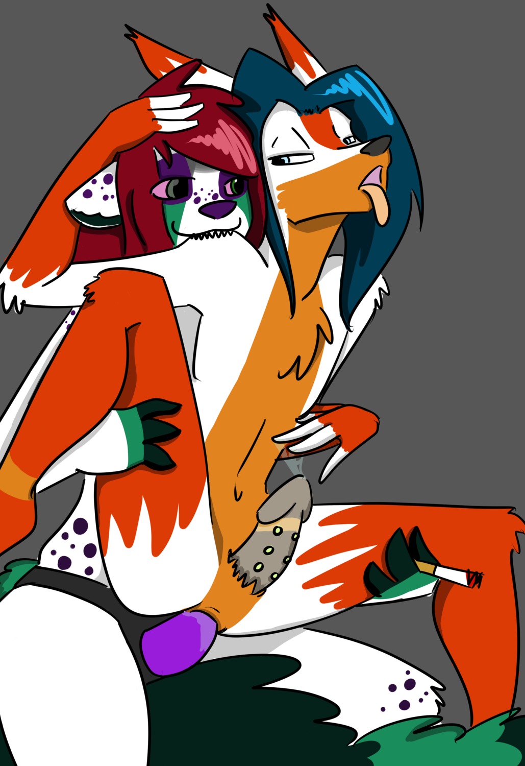 absurd_res ailurid anal anal_penetration anthro anthro_on_anthro anthro_penetrated anthro_penetrating anthro_penetrating_anthro bite bodily_fluids canid canine cigarette digital_media_(artwork) dildo dr_emery duo e621 erection female female_penetrating female_penetrating_male femboy fur genital_fluids genitals grey_background hair half-closed_eyes hi_res kiri male male/female male_penetrated mammal narrowed_eyes nude object_in_ass pegging penetration penis precum red_panda sex sex_toy sex_toy_in_ass sex_toy_insertion shoulder_bite simple_background strapon toying_partner
