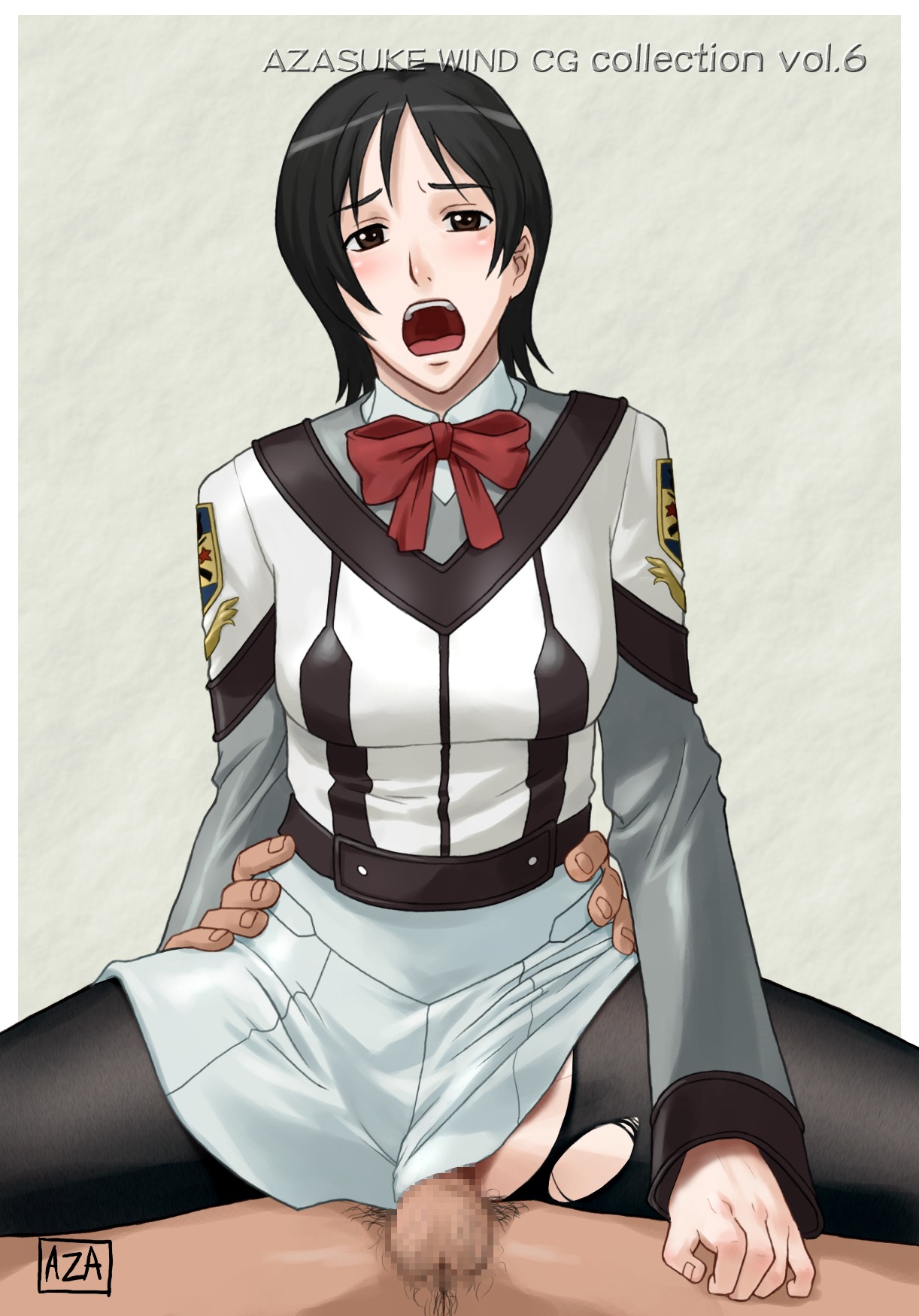 azasuke censored cowgirl_position female gunparade_march hara_motoko highres male open_mouth penis pussy reverse_cowgirl_position rule34 sex short_hair straddle vaginal_penetration
