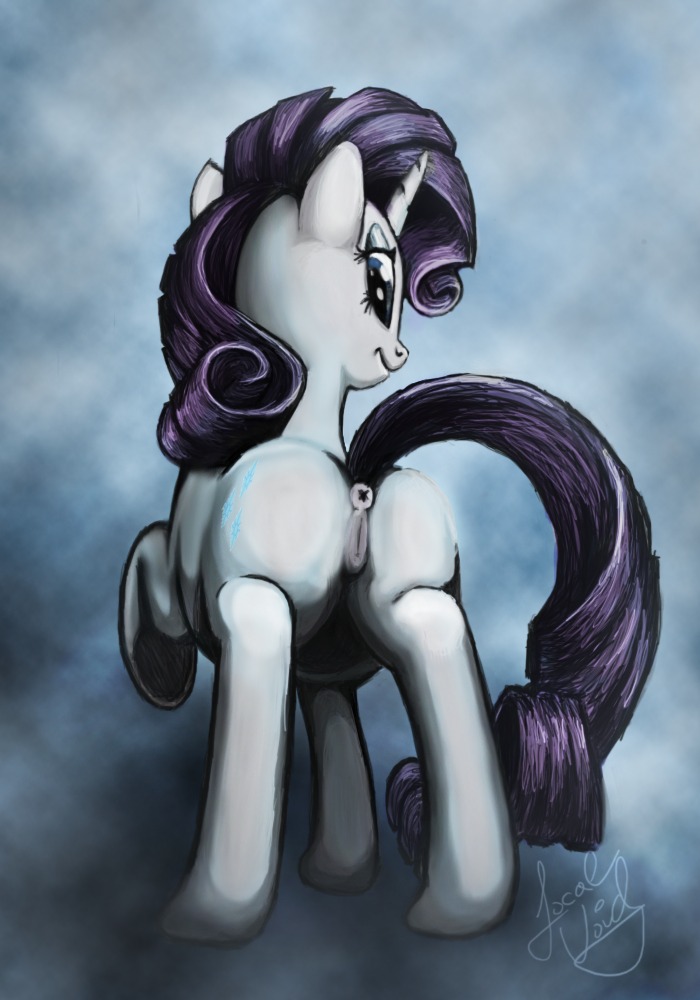 anatomically_correct anatomically_correct_genitalia anatomically_correct_vulva animal_genitalia animal_vulva anus blue_eyes blue_theme butt cutie_mark e621 equid equine equine_genitalia equine_vulva female feral friendship_is_magic fur genitals hair hasbro horn localvoid long_hair looking_at_viewer looking_back mammal my_little_pony mythological_creature mythological_equine mythology nude presenting presenting_hindquarters presenting_vulva puffy_anus purple_hair quadruped raised_leg rarity_(mlp) rear_view seductive signature simple_background smile solo standing tail unicorn vulva white_body white_fur