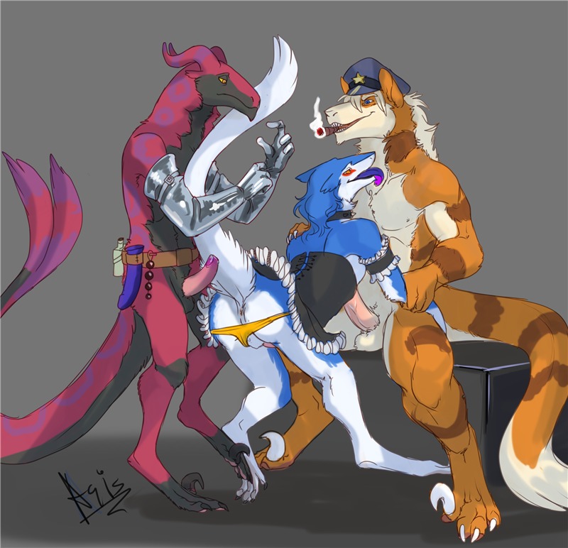 2013 amber_eyes anal_beads anthro anus arcanine armwear arthropod backsack balls bent_over biceps blue_body blue_eyes blue_fur butt canid canine cigar claws clothed clothing collar crossdressing digitigrade dildo dragonasis dress e621 elbow_gloves erection femboy fur generation_1_pokemon generation_5_pokemon genitals gloves group group_sex handwear hat headgear headwear hybrid interspecies leonardo_(dragonasis) licking maid_uniform male male/male mammal markus_(dowantanaccount) muscular myriapod nintendo nipples nude open_mouth panties panties_down partially_clothed pecs penis pokemon pokemon_(species) pokemorph police police_hat scolipede sergal sex sex_toy simple_background smile smoke smoking standing tail threesome toe_claws tongue tongue_out trio underwear underwear_down uniform white_body white_fur yellow_sclera