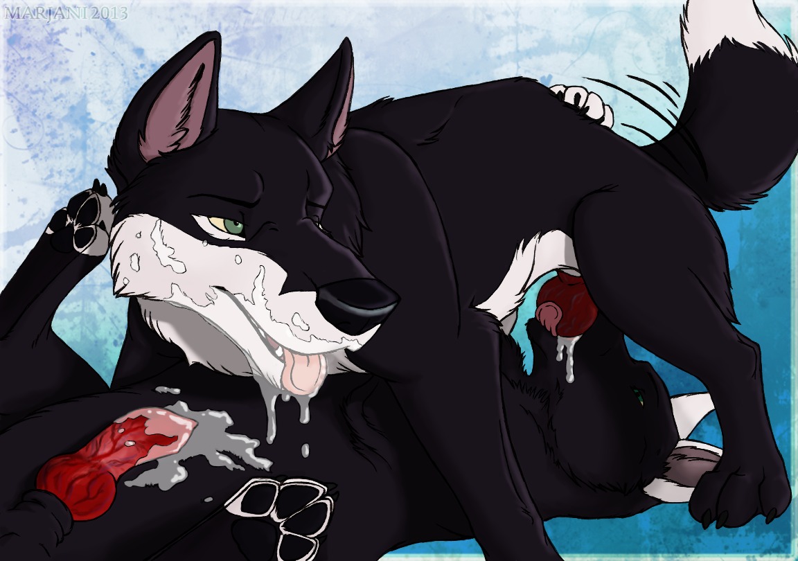 2013 69_position animal_genitalia animal_penis bodily_fluids canid canine canine_genitalia canine_penis canis claws cum cum_in_mouth cum_inside cum_on_face domestic_dog duo e621 erection fellatio feral feral_on_feral fur genital_fluids genitals green_eyes half-erect knot lying male male/male male_penetrated male_penetrating male_penetrating_male mammal marjani oral oral_penetration penetration penile penis sex tongue