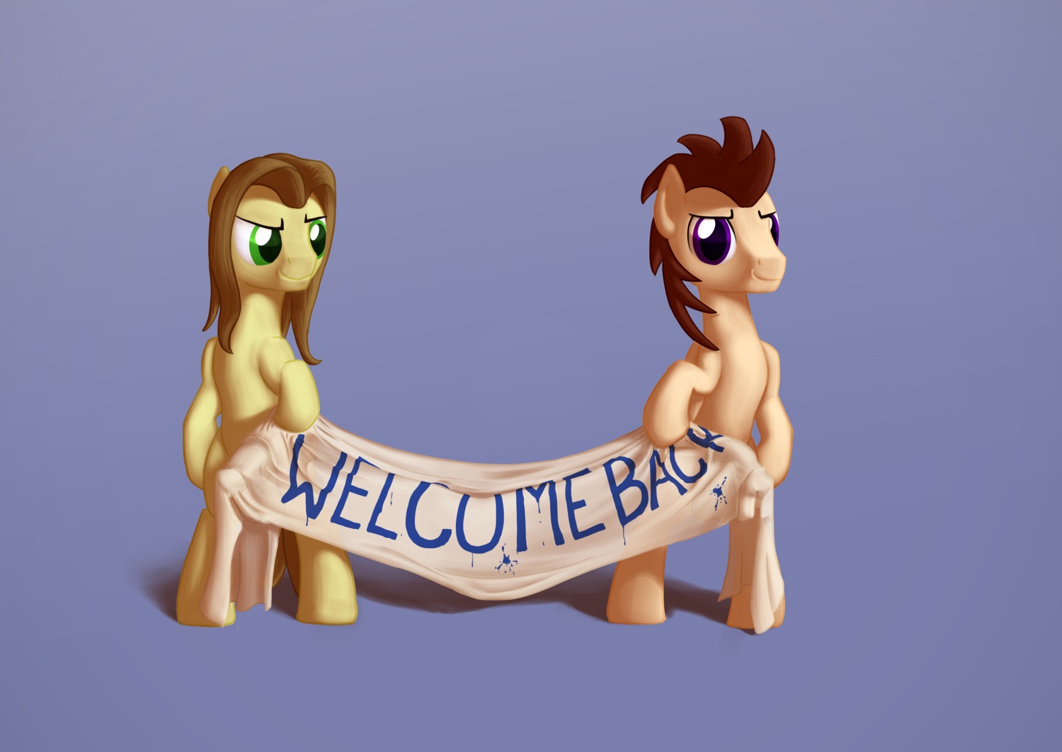 2013 absurd_res balls bulge detailed_bulge duo e621 english_text equid equine feral fur genital_outline genitals hasbro hi_res horse madthemike male mammal my_little_pony nude penis_outline pony smile text