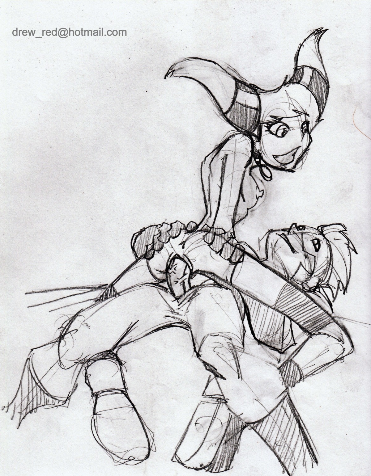 dc dc_comics female jinx_(dc) kid_flash reddrew rule34 sketch teen_titans