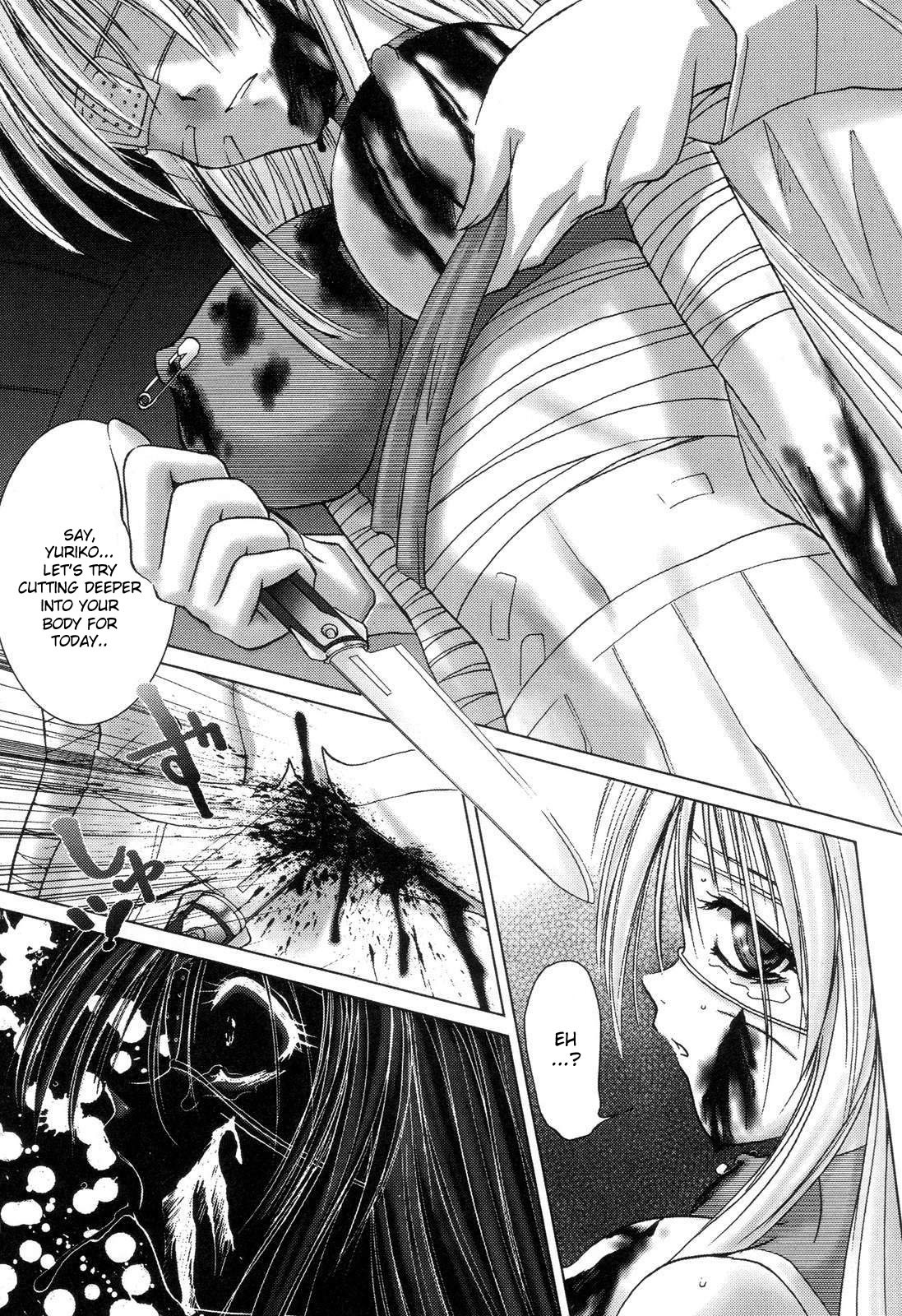 dialog english female gore greyscale guro manga monochrome necromantic rule34 speech_bubble text