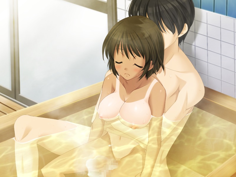 brown_hair censored female game_cg human koi_to_mizugi_to_taiyo_to male pov rule34 schoolgirl short_hair straight tan tanline