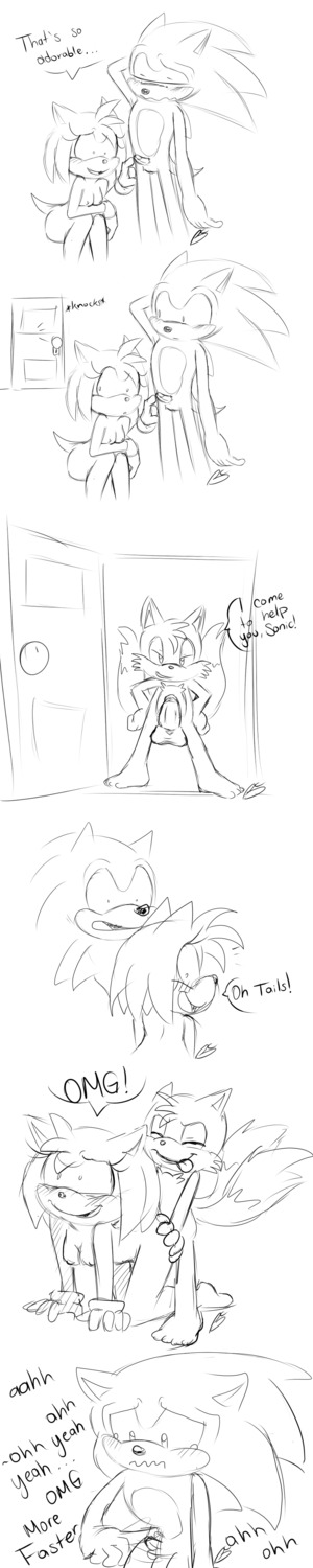 absurd_res amy_rose anthro big_penis bluechika canid canine comic cuckold digital_drawing_(artwork) digital_media_(artwork) e621 erection eulipotyphlan female fox genitals group hedgehog hi_res humiliation long_image male mammal micropenis miles_prower monochrome narrow_hips nipples penis penis_humiliation sega small_penis small_penis_humiliation sonic_the_hedgehog sonic_the_hedgehog_(series) tall_image thigh_gap thin_calves thin_legs thin_thighs voyeur