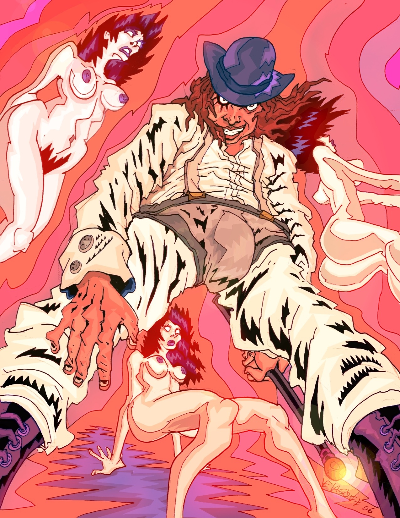 1boy 2006 3girls a_clockwork_orange alex_delarge areolae ass boots breasts female fully_clothed_male looking_at_viewer looking_down male male_focus nude nude_female pubic_hair rule34 sinister_grin surreal tagme