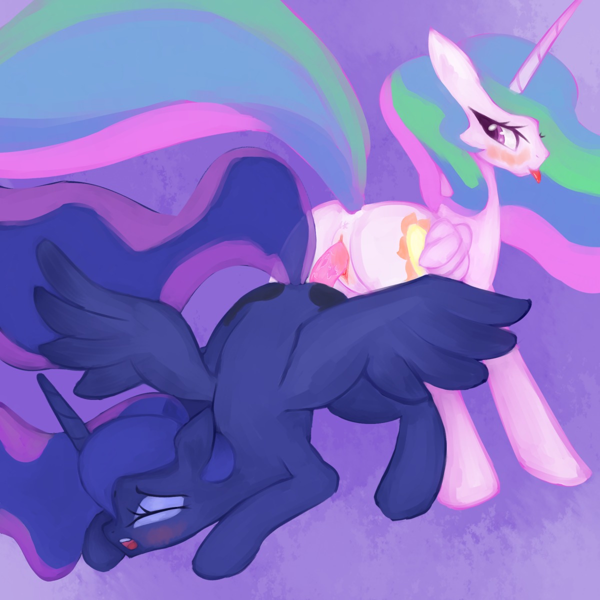 1:1 2012 all_fours anus ass_up blush butt digital_media_(artwork) dildo double_dildo duo e621 equid equine eyes_closed feathered_wings feathers female female/female feral friendship_is_magic genitals hasbro hi_res horn incest_(lore) looking_back mammal my_little_pony mythological_creature mythological_equine mythology nude open_mouth penetration ponylicking princess princess_celestia_(mlp) princess_luna_(mlp) raised_tail royalty sex_toy tail tongue tongue_out vaginal vulva winged_unicorn wings