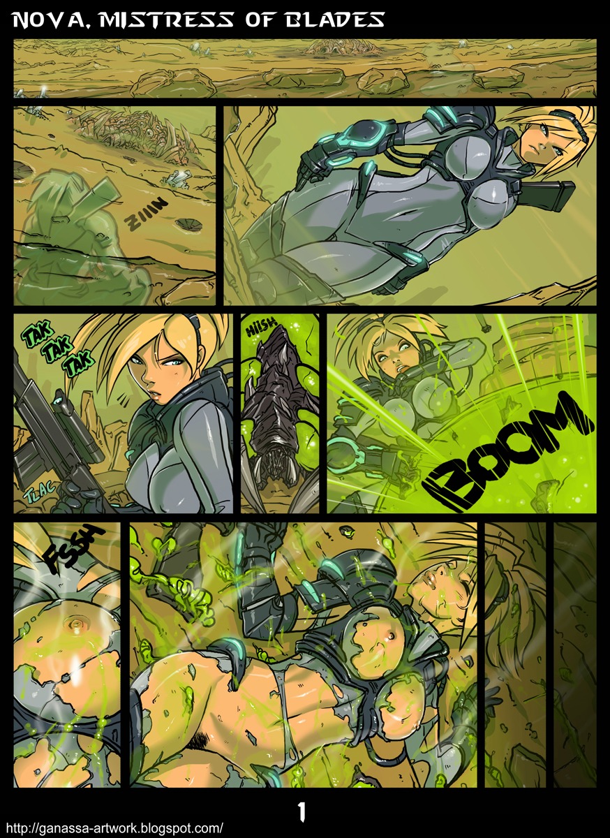 acid alien armor baneling_(starcraft) blizzard_entertainment breasts clothing comic e621 english_text explosion female flesh flesh_structure ganassa ghost_(starcraft) hi_res human mammal nipples not_furry nova_(starcraft) nova_mistress_of_blades solo starcraft structure suit terran text tight_clothing url weapon zerg
