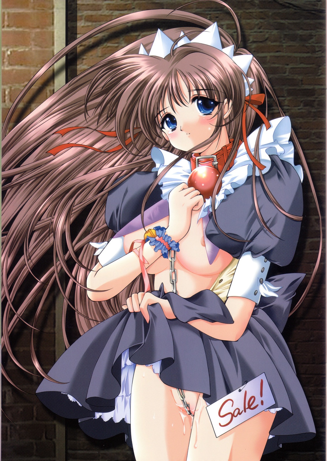 aizawa_hiroshi female high_risk_revolution maid nopan open_clothes open_shirt oppai pussy rule34 shirt vagina