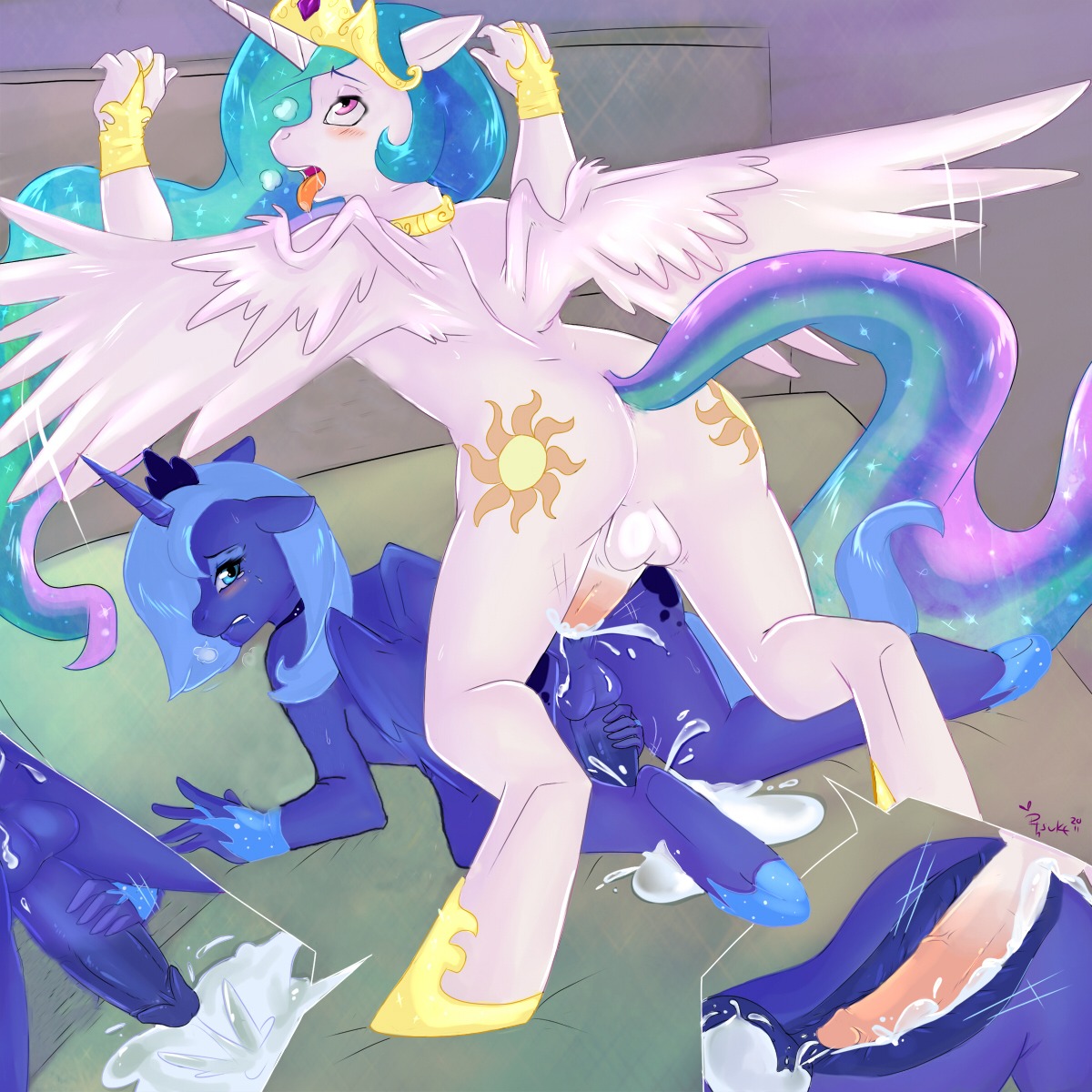 alicorn anthro cum equid equine female friendship_is_magic horse incest my_little_pony phsuke pony princess_celestia_(mlp) princess_luna_(mlp) rule34 rule_63 sister sisters smooth_skin wings