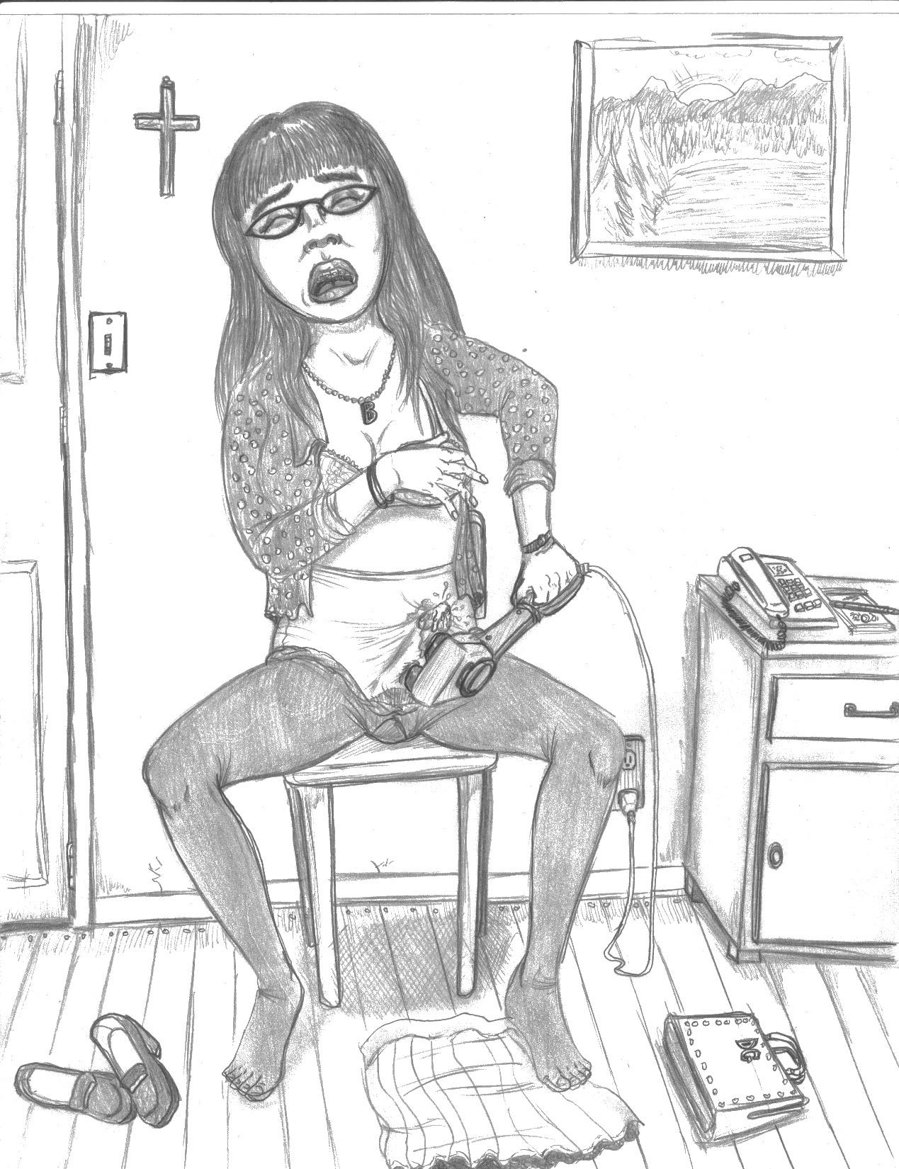 1girls betty_suarez female monochrome rule34 shegofan sketch solo tagme ugly_betty