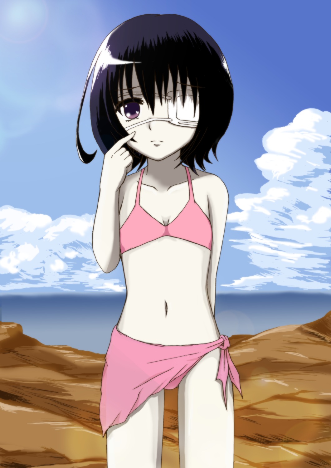 another eye_patch female misaki_mei pointy_chin rule34 swimsuit tagme