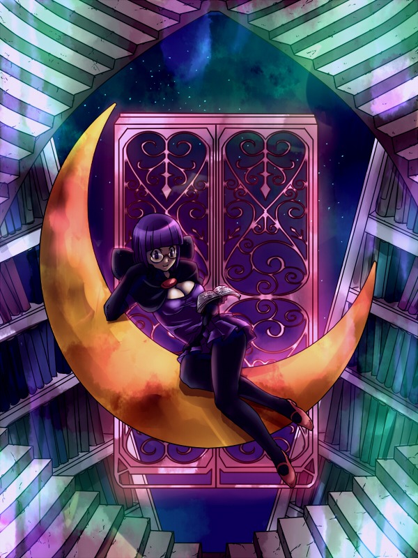 1girls blunt_bangs bob_cut book bookshelf breasts cleavage crescent_moon dress elbow_gloves elite_four female glasses gloves holding holding_book human human_only library mary_janes moon nintendo pantyhose pokemon pokemon_bw purple_eyes purple_hair reading reclining rule34 shauntal_(pokemon) shoes short_hair smile solo stairs teijin
