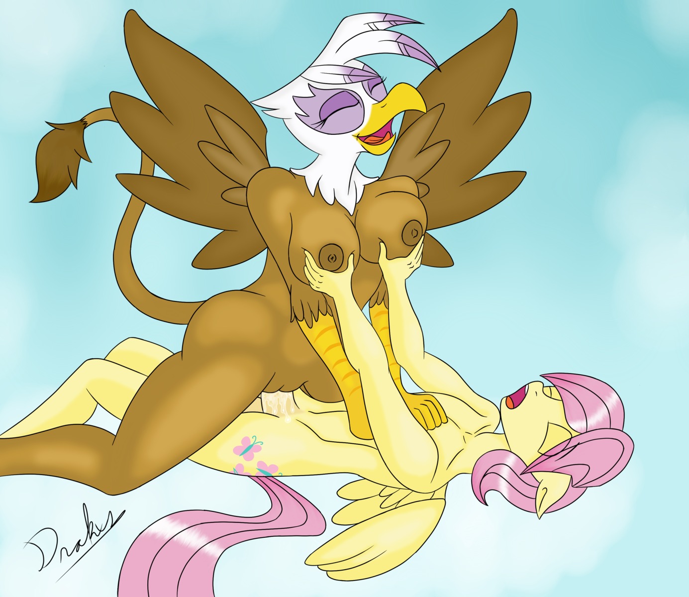 2013 absurd_res animal_genitalia animal_penis anthro anthro_on_anthro anthrofied avian beak big_breasts bodily_fluids breast_grab breasts brown_body brown_fur cowgirl_position crossgender cum cum_in_vagina cum_inside cutie_mark drakxs duo e621 equid equine equine_genitalia equine_penis erection eyes_closed feathered_wings feathers female female_on_top female_penetrated femboy fluttershy_(mlp) friendship_is_magic from_front_position fur genital_fluids genitals gilda_(mlp) gryphon hair hand_on_breast hand_on_chest hasbro hi_res interspecies long_hair lying male male/female male_on_bottom male_penetrating male_penetrating_female mammal moan my_little_pony mythological_avian mythological_creature mythological_equine mythology nipples on_back on_bottom on_top open_mouth orgasm pegasus penetration penile penile_penetration penis penis_in_vagina pink_hair sex spread_wings straddling tail tail_tuft teeth tongue tuft vaginal vaginal_penetration vulva wing_boner wings yellow_body yellow_fur