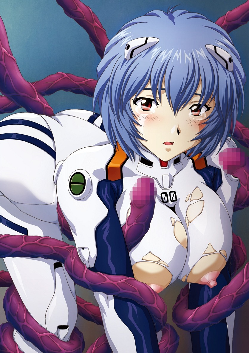 artist_request blue_hair blush breasts censored clothes clothing female hair large_breasts neon_genesis_evangelion open_mouth plug_suit plugsuit rei_ayanami rule34 short_hair source_request tear tentacle torn_clothes