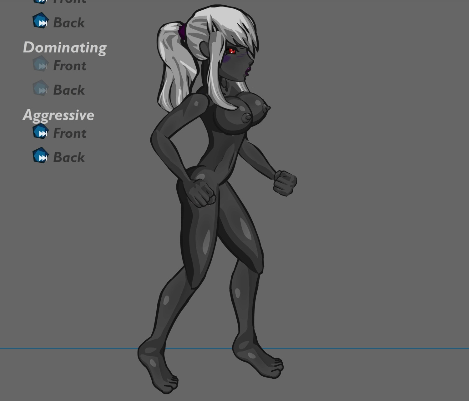 black_body blush blushing clothes_removed female female_focus female_only grey_background naked nude rule34 tagme white_hair