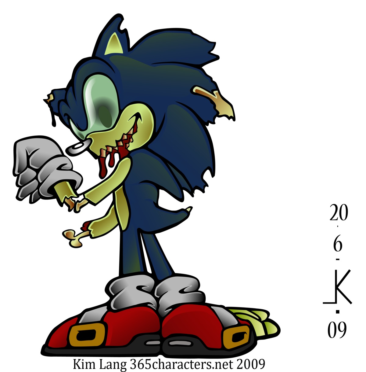 absurd_res anthro blood blue_hair bodily_fluids bone e621 eulipotyphlan gore green_eyes hair hedgehog hi_res horror_(theme) looking_at_viewer male mammal sega solo sonic_the_hedgehog sonic_the_hedgehog_(series) text undead unknown_artist url zombie