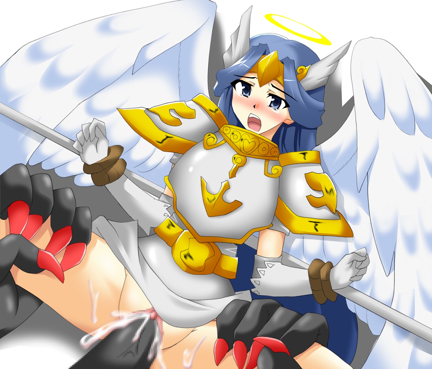 1girls aketake celestia_lightsworn_angel censored duel_monster female halo lightsworn rule34 tagme wings yu-gi-oh!