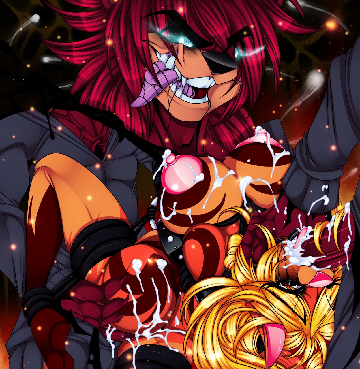 ankles_tied anthro anthro_on_anthro anthro_penetrated anthro_penetrating anthro_penetrating_anthro bdsm big_breasts bodily_fluids bondage bound breast_bondage breast_squeeze breasts butt claws clothed clothed_anthro clothed_male clothing crystal-for-ever cum cum_in_mouth cum_inside cum_on_breasts digital_media_(artwork) domestic_cat dominant dominant_anthro dominant_male double_penetration e621 erection felid feline felis fellatio female female_penetrated finger_claws genital_fluids genitals group group_sex half-closed_eyes hands_behind_back hi_res legs_tied male male/female male_penetrating male_penetrating_female mammal muffled narrowed_eyes nipples nude nude_anthro nude_female open_mouth oral oral_penetration penetration penile penis restraints rope rope_bondage rope_harness sex sharp_teeth spitroast squeezing submissive submissive_anthro submissive_female teeth threesome tongue tongue_out trio vaginal vaginal_penetration