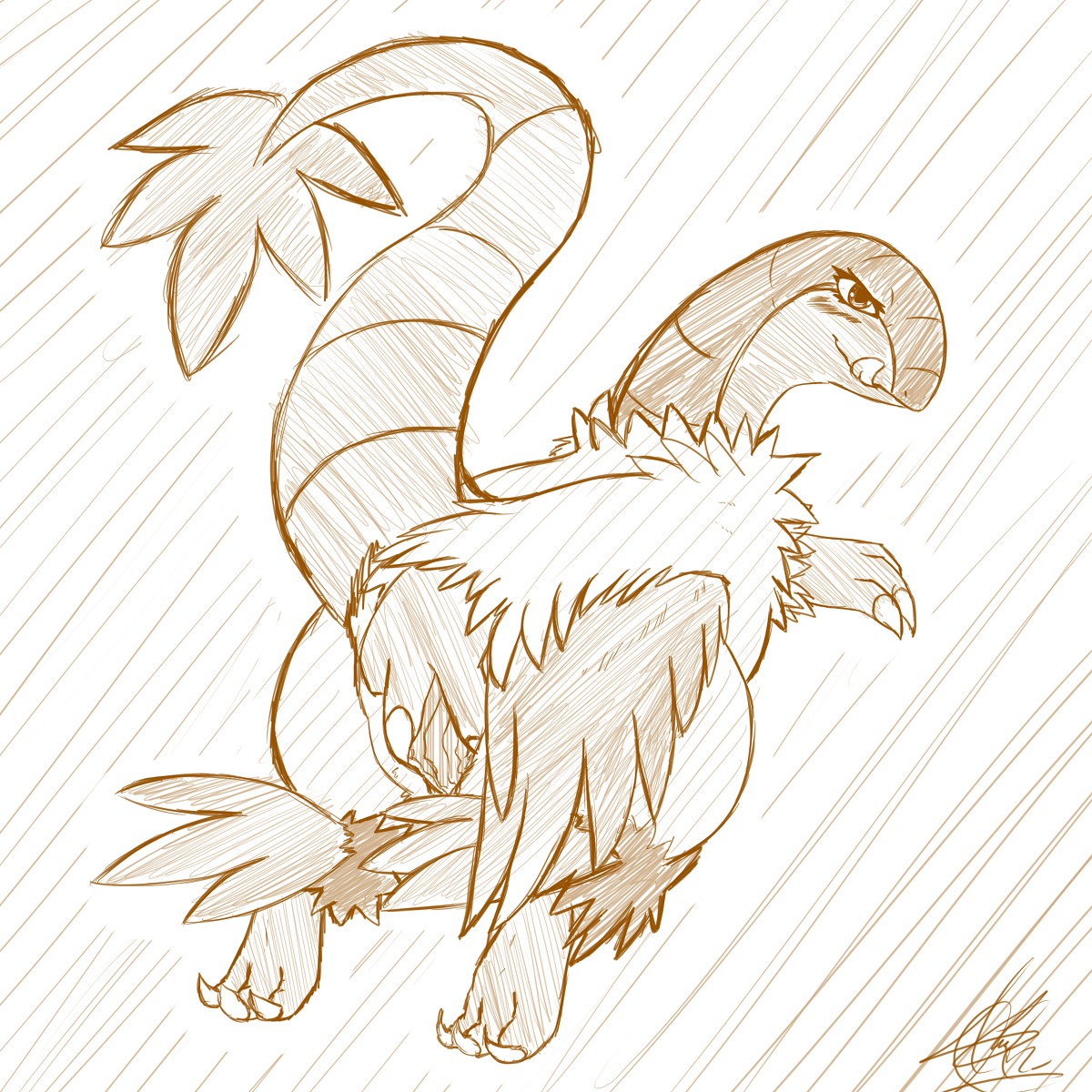 archeops back_view female female_only feral kneeling monochrome nude pokemon pussy rule34 solo tagme vulva
