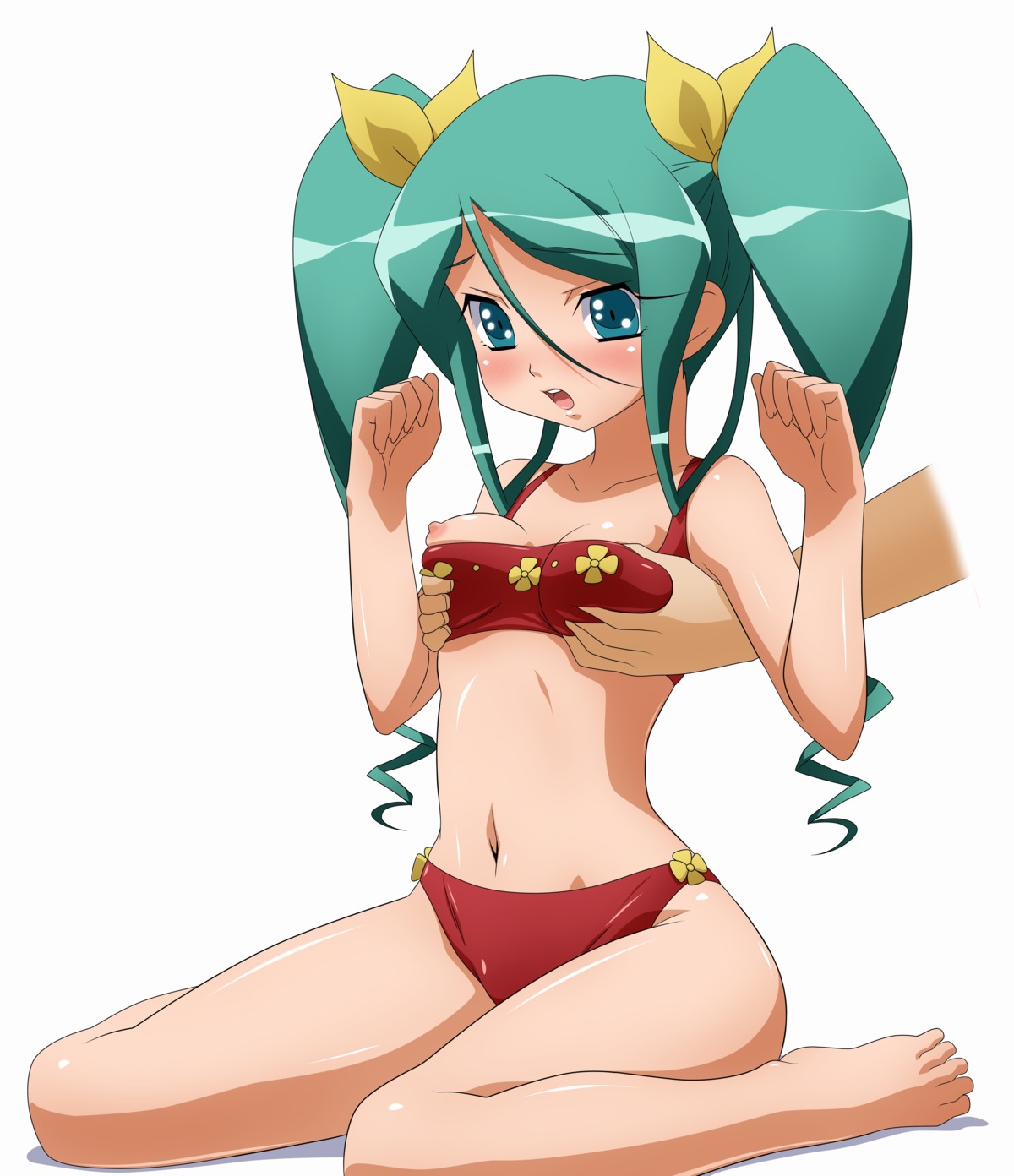 bikini breast_grab breasts female high_res highres kuroki_manatsu mizugi nipple_slip nipples oppai rule34 sugimura_tomokazu swimsuit uta_kata utakata