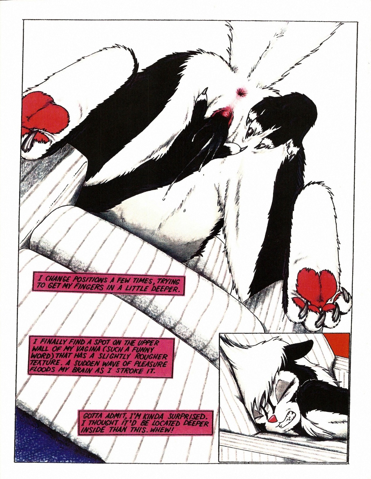 1998 4_toes absurd_res anthro anus ass_up biped bodily_fluids claws curling_toes e621 english_text feet female fingering fingering_self genital_fluids genitals hi_res hindpaw james_m_hardiman mammal masturbation mephitid natasha_(jmh) nude pawpads paws pink_pawpads raised_tail skunk soles solo tail text toes vaginal vaginal_fluids vaginal_masturbation vulva
