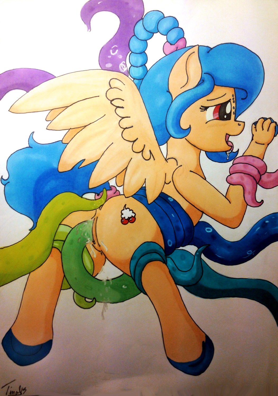 absurd_res blue_hair blush bodily_fluids cherry_creme consentacles cutie_mark drooling e621 equid equine feathered_wings feathers female freckles full-length_portrait hair hasbro hi_res love mammal mirry92 my_little_pony mythological_creature mythological_equine mythology orgasm pegasus penetration portrait red_eyes saliva sex solo tentacles vaginal vaginal_penetration wet wings
