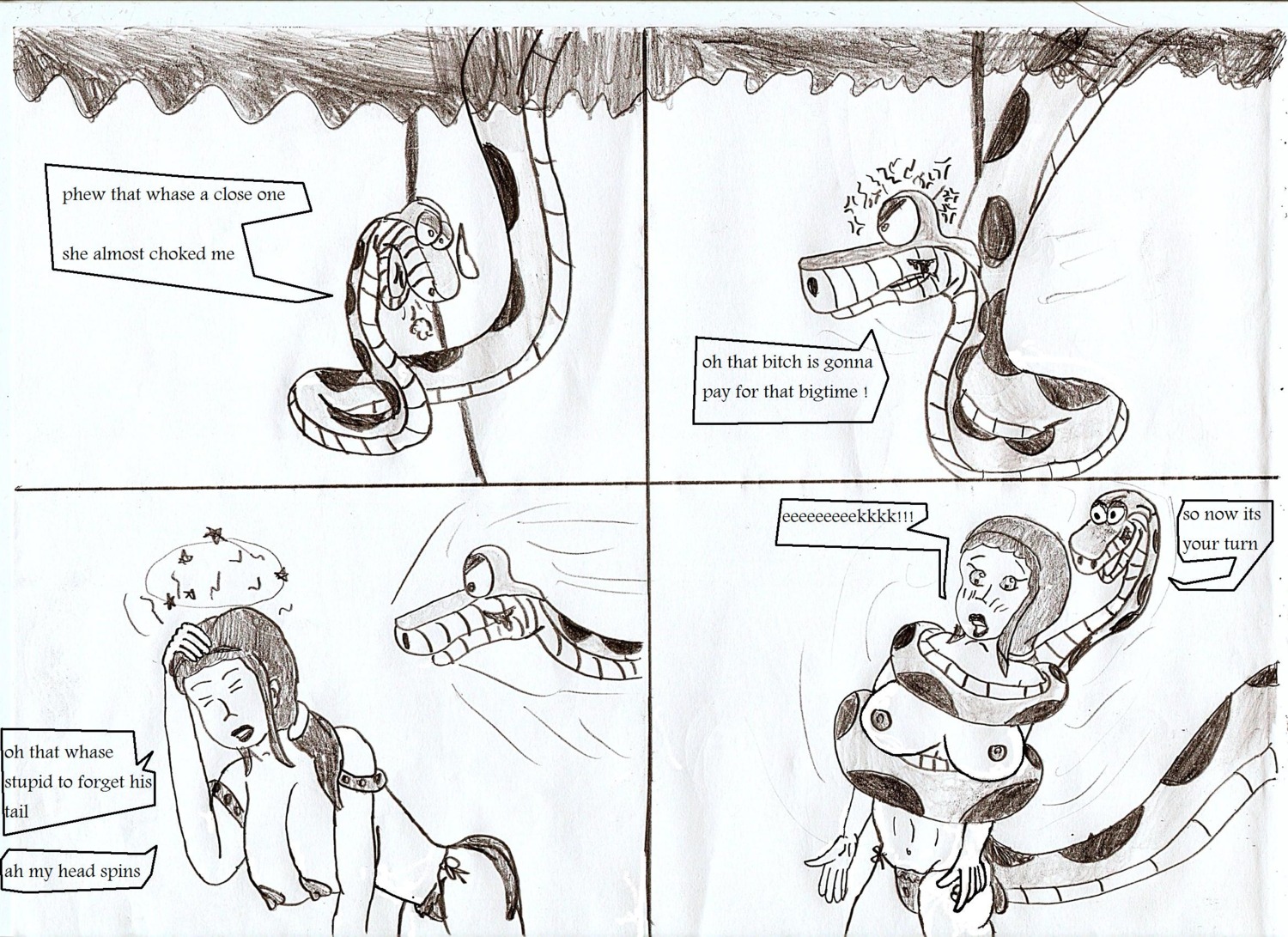 comic disney female jking kaa monochrome nipples rule34 shanti sketch the_jungle_book