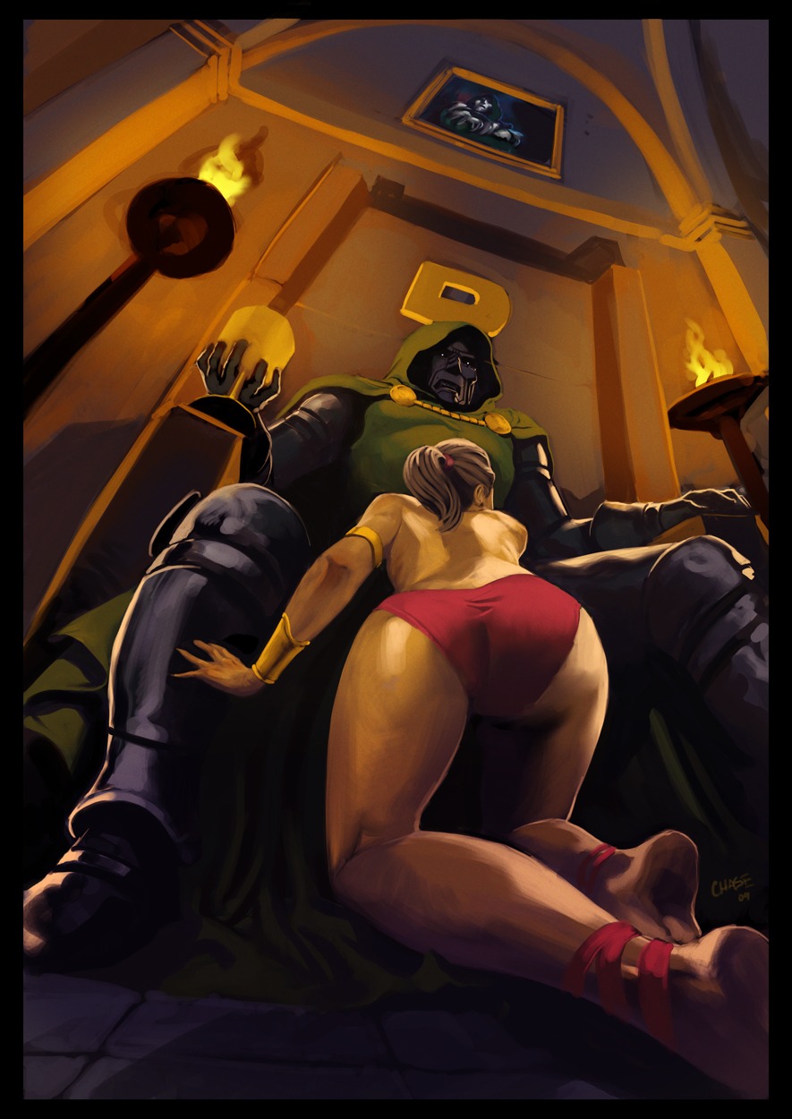 ass blowjob doctor_doom fantastic_four fellatio female implied_fellatio implied_oral marvel marvel_comics oral rule34 sex_slave slave smooth_skin throne