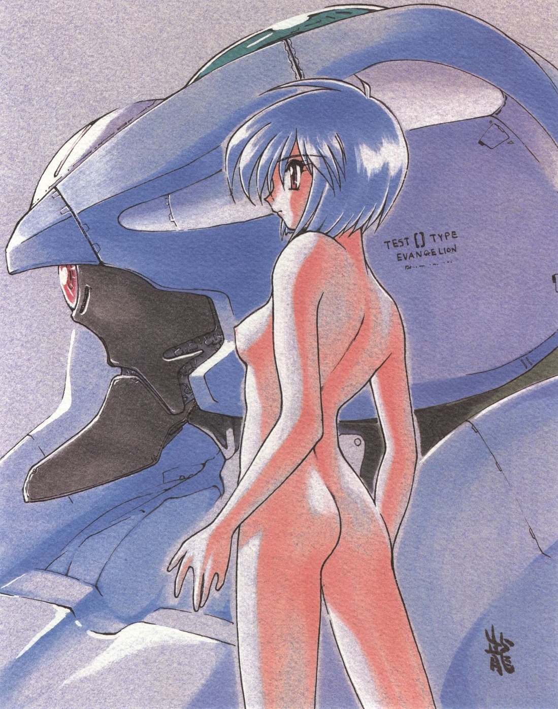 1girls artist_request ass blue_hair breasts casual eva_00 female gainax human light-skinned_female light_skin neon_genesis_evangelion nonsexual nonsexual_nudity nude nudist pale-skinned_female pale_skin rei_ayanami rule34 short_hair small_breasts tagme