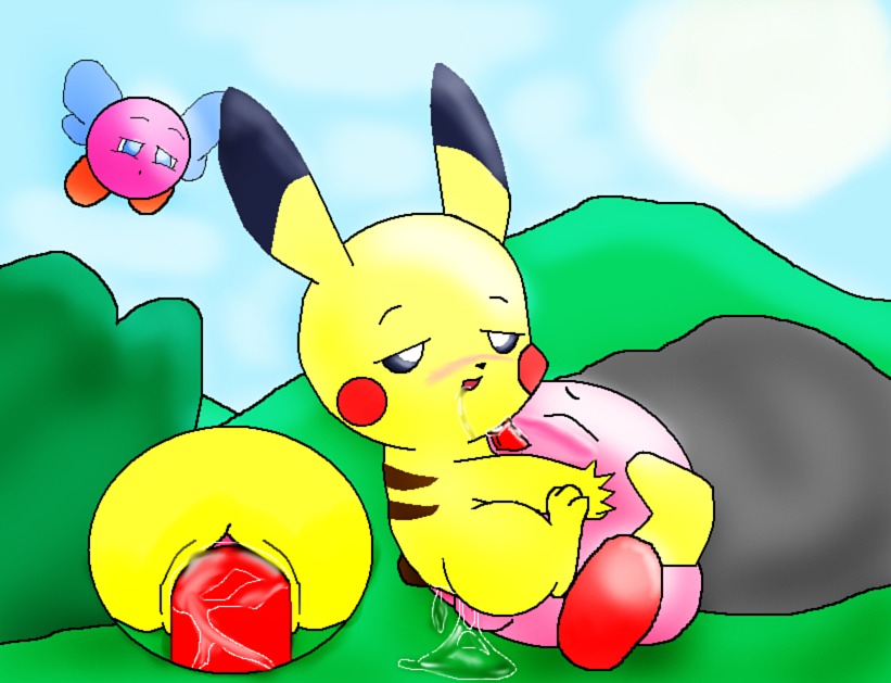 blush bronto_burt color crossover cum day drooling female feral fur insertion interspecies kirby kirby_(series) licking male nintendo nude outdoors penis pikachu pokemon pussy rule34 sex straight tagme vaginal_penetration vulva