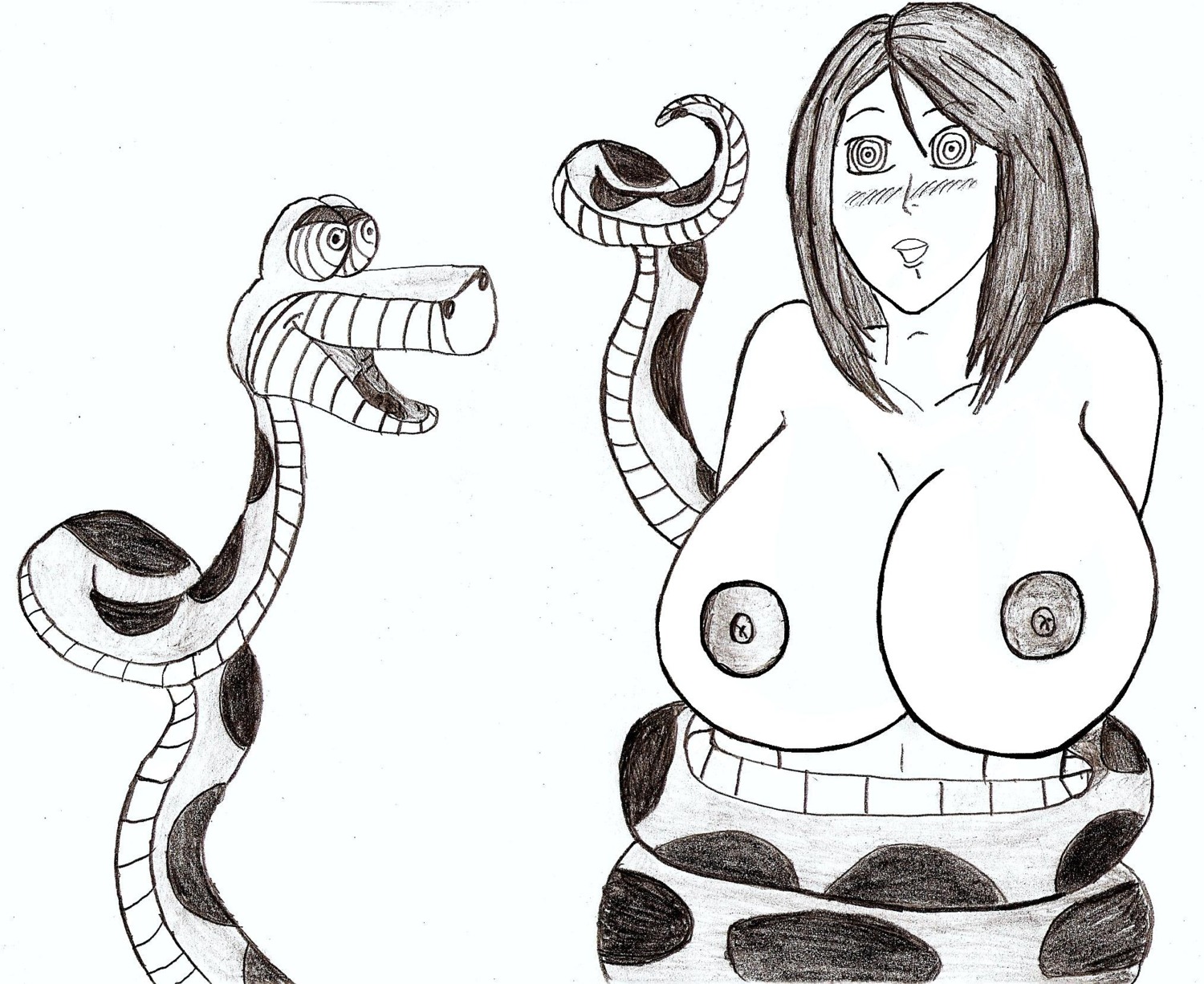 bound breasts disney female feral human hypnosis interspecies jking kaa line_art male mind_control nipples rule34 shanti snake tagme the_jungle_book