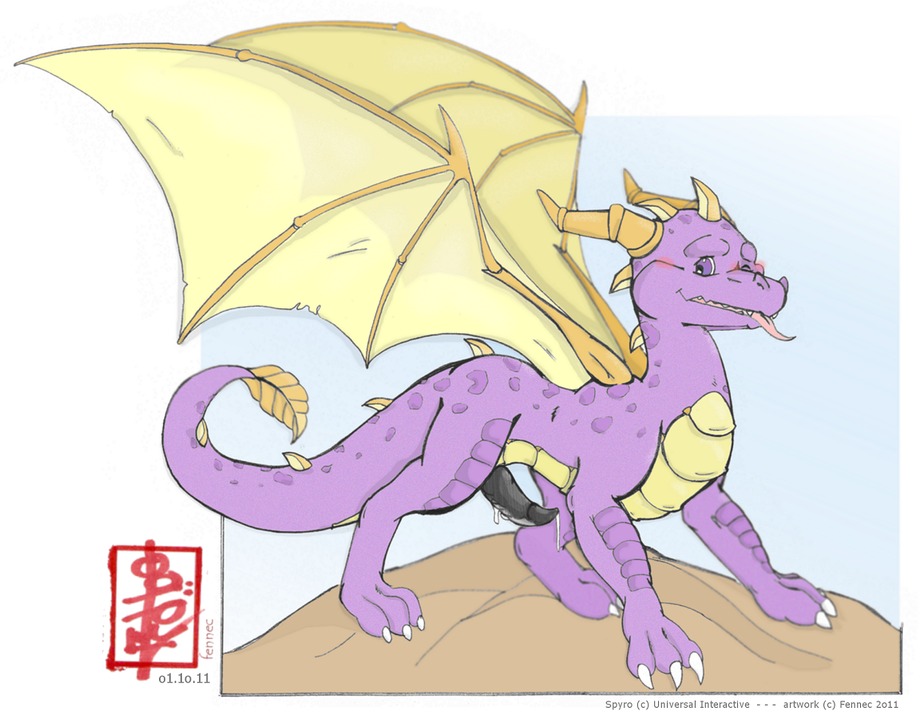 2011 cum dragon fennec_(artist) feral horns male male_only mythological_creature mythological_scalie mythology penis purple_eyes rule34 scalie solo spyro spyro_the_dragon wings