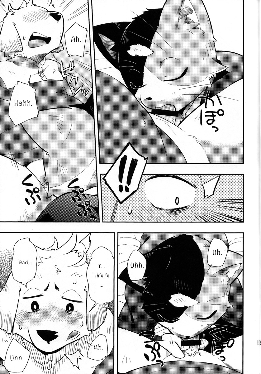 black_and_white canine censored english_text feline fellatio gay harusuke male monochrome oral oral_sex penis rule34 sex text