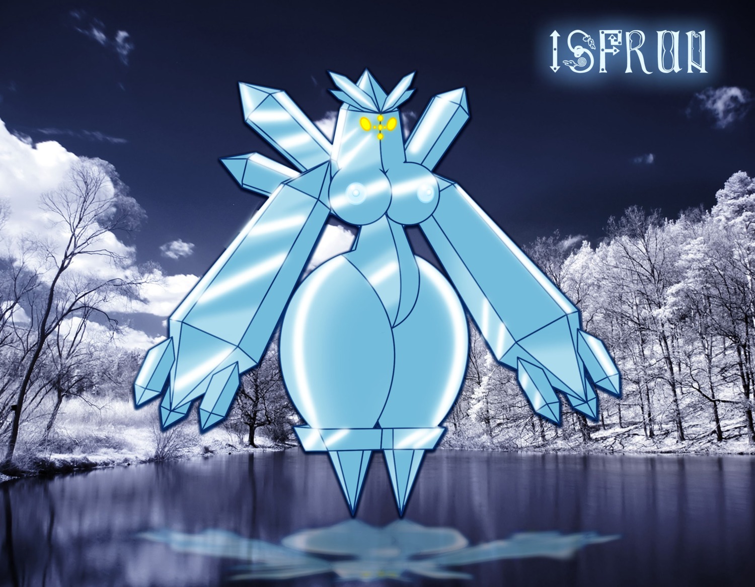 breasts color exposed_breasts female female_only floating front_view gb_of_bs outdoors pokemon regice rule34 solo water