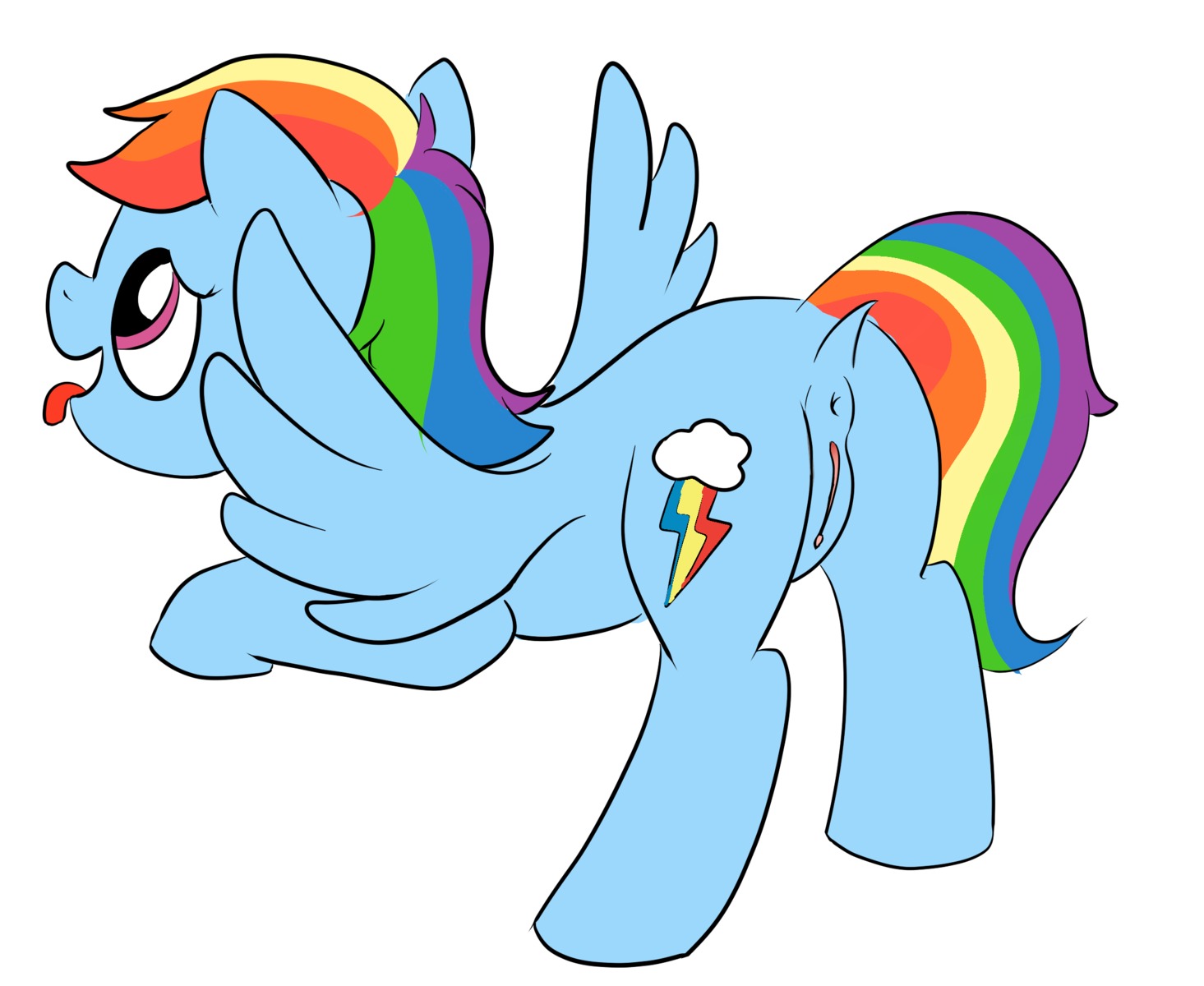 anus blue_body blue_feathers blue_fur butt cutie_mark e621 equid equine feathered_wings feathers female feral friendship_is_magic fur genitals hair hasbro hi_res mammal multicolored_hair multicolored_tail my_little_pony mythological_creature mythological_equine mythology pegasus presenting rainbow_dash_(mlp) rainbow_hair rainbow_tail solo tail unknown_artist vulva wing_boner wings