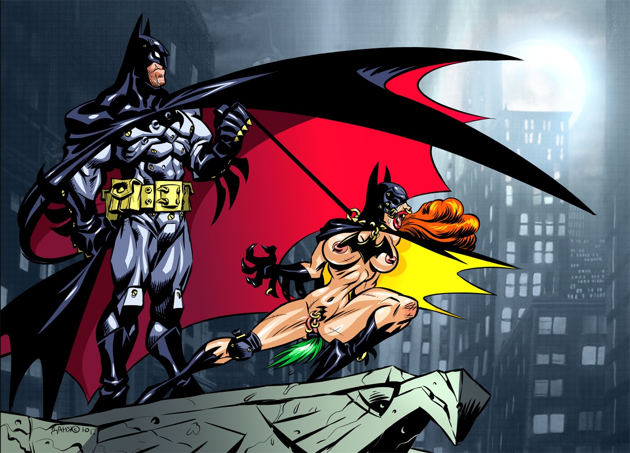 2010 anal anal_insertion barbara_gordon batgirl batman batman_(bruce_wayne) batman_(series) beard beard_stubble belt belt_pouch biceps big_arms big_biceps big_breasts black_armwear black_boots black_cape black_clothing black_footwear black_gloves boots breasts bruce_wayne buttplug buttplug_tail cape catsuit cel_shading cel_shading_(retro) claws clenched_hand closed_fist collar dahr dc dc_comics dominant_male duo female femsub footwear frown full_moon fully_clothed gag gloves grey_clothing holding_leash holding_object huge_muscles human human_pet kneepads labia_piercing leash long_gloves male maledom mantle masculine_male mask mostly_nude muscles muscular muscular_male night nipples nose_piercing open_mouth orange_hair outdoors pale_skin pet_play piercing pink_nipples retro_artstyle_(western) ring_gag rule34 side_view slave spiked_collar standing stubble submissive_female superhero tight_clothing utility_belt walkies western_art wide_jaw