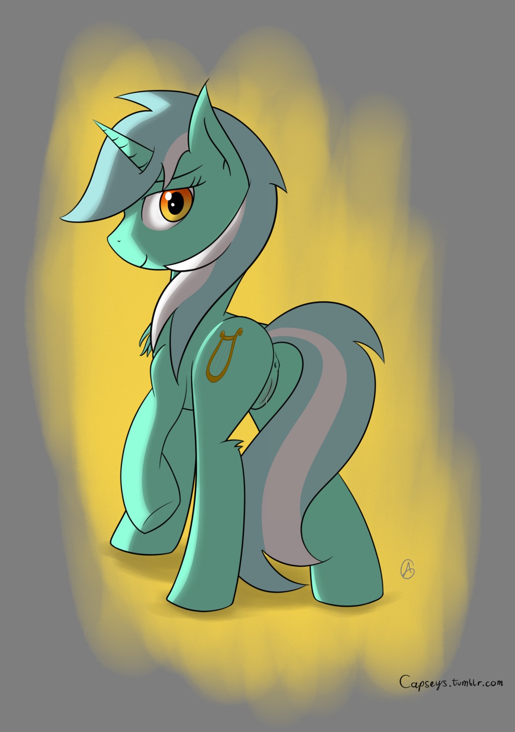 alpha_channel amber_eyes anus butt capseys cutie_mark e621 equid equine female feral friendship_is_magic genitals hair hasbro hi_res horn lyra_heartstrings_(mlp) mammal multicolored_hair my_little_pony mythological_creature mythological_equine mythology quadruped solo tail unicorn vulva