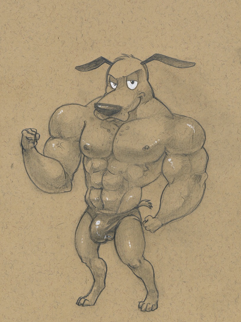 abs anthro beagle biceps big_muscles biped bulge canid canine canis cartoon_network clothed clothing courage_the_cowardly_dog courage_the_cowardly_dog_(character) detailed_bulge domestic_dog e621 flexing fur genital_outline grin huge_muscles hunting_dog looking_at_viewer male mammal monochrome muscular muscular_anthro muscular_male nipples pecs penis_outline pose scent_hound sepia sketch smile solo speedo standing swimwear topless tush_(artist) underwear vein