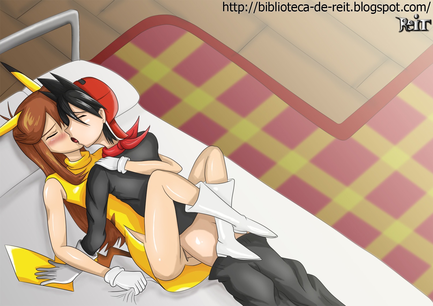 1boy 1girls bed bedroom black_hair boots brown_hair closed_eyes clothed clothed_sex clothing cosplay female flat_heel_boots green_(pokemon) indoors laying_on_bed leaf_(pokemon) male mating_press missionary_position nintendo pikachu pikachu_(cosplay) pokemon pokemon_(cosplay) pokemon_adventures pokemon_rgby red red_(pokemon) reit rule34 sex sheet_grab straight