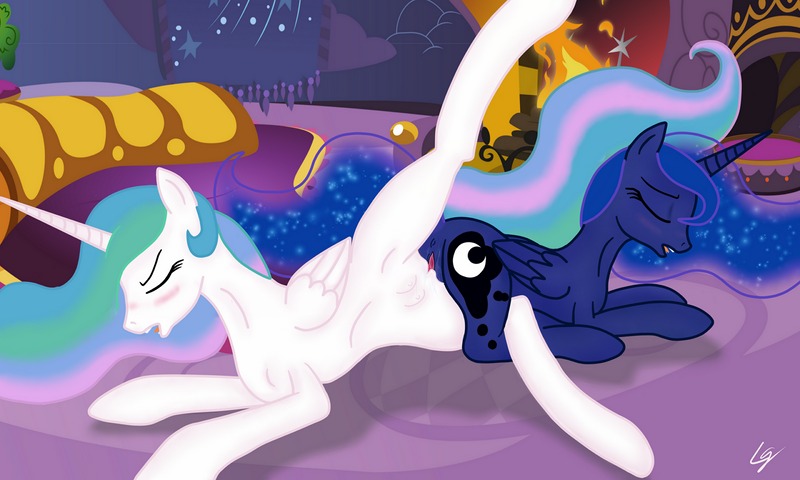 5:3 anus blue_body blue_feathers blush bodily_fluids cutie_mark duo e621 equid equine eyes_closed feathered_wings feathers female female/female feral feral_on_feral friendship_is_magic genital_fluids genitals hasbro horn incest_(lore) inside lowgravity lying mammal moon my_little_pony mythological_creature mythological_equine mythology nude open_mouth princess princess_celestia_(mlp) princess_luna_(mlp) raised_leg royalty sex spread_legs spreading sun tail teats tribadism vaginal vaginal_fluids vulva white_body white_feathers winged_unicorn wings