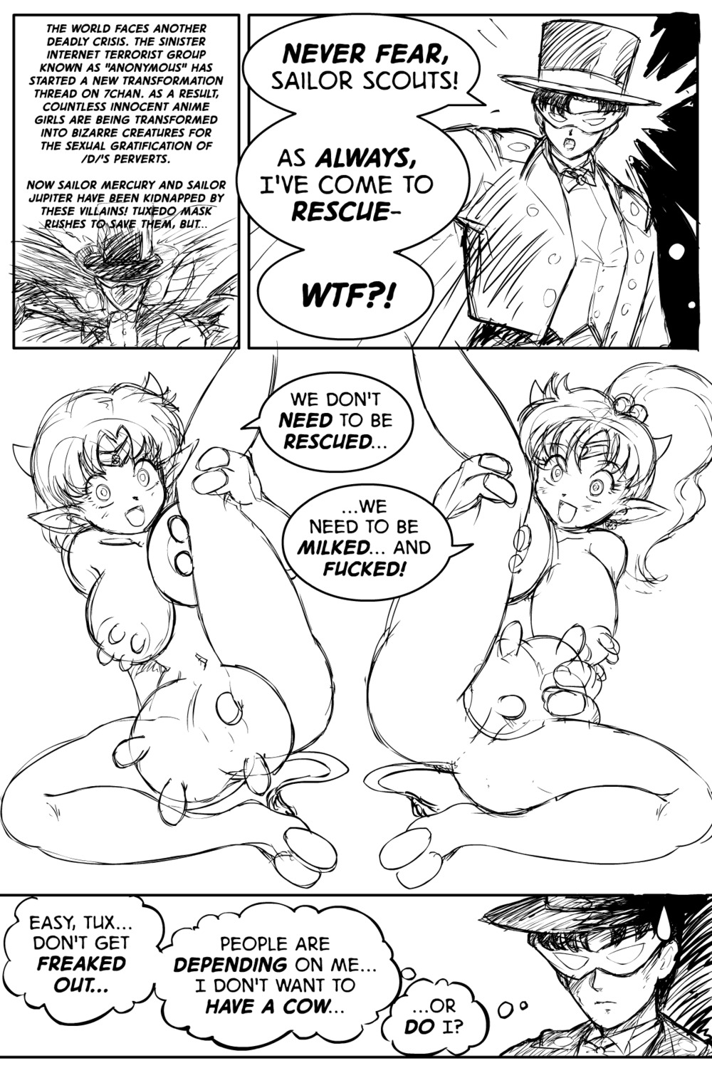 ami_mizuno bishoujo_senshi_sailor_moon breast_udders breasts clothing comic cow_girl female femsub hooves large_breasts makoto_kino male mamoru_chiba mask mind_control multiple_subs open_mouth p.chronos rule34 sailor_jupiter sailor_mercury speech_bubble straight_hair tiara transformation tuxedo_mask udders